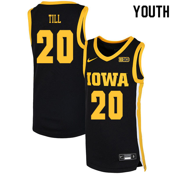 2020 Youth #20 Riley Till Iowa Hawkeyes College Basketball Jerseys Sale-Black
